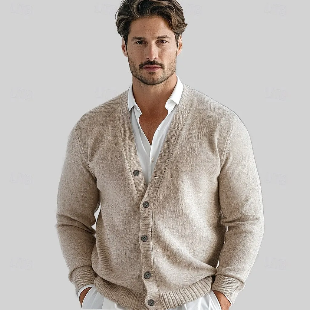 100% Merino Wool V Neck Knitwear Cardigan Sweater