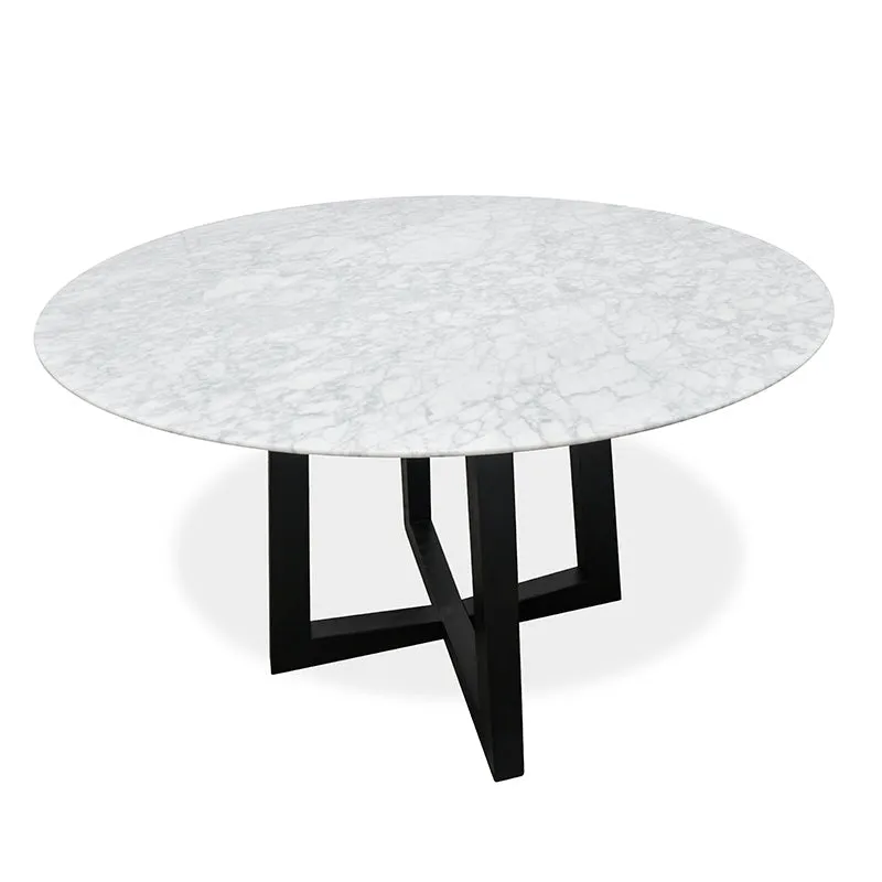 1.15m Round Marble Dining Table - Black Base