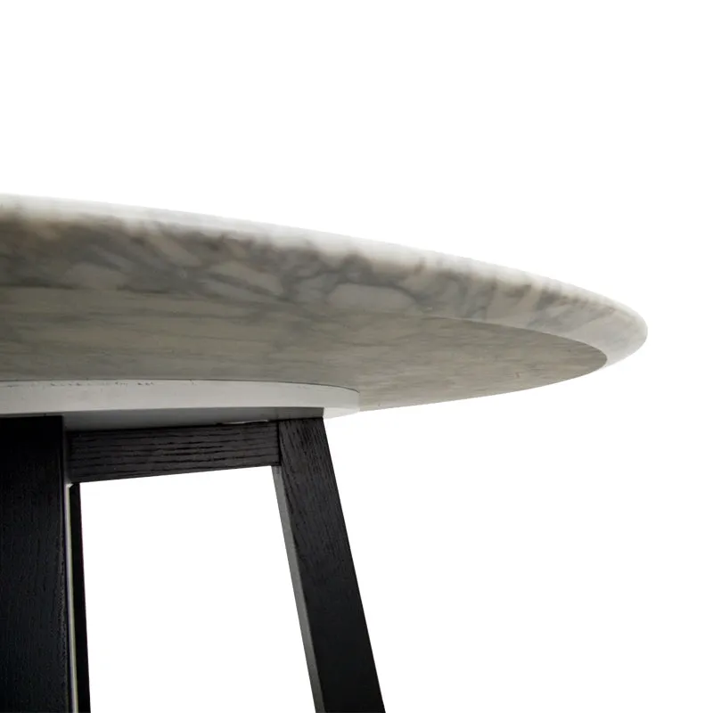 1.15m Round Marble Dining Table - Black Base