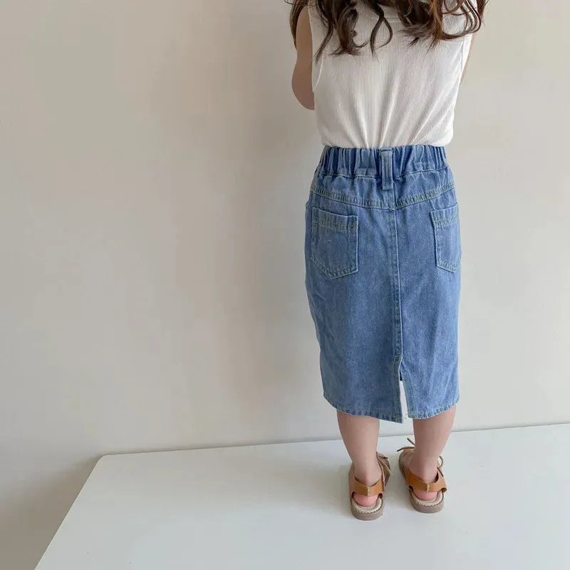 2024 Summer Autumn Girls Long Casual Jeans Skirt