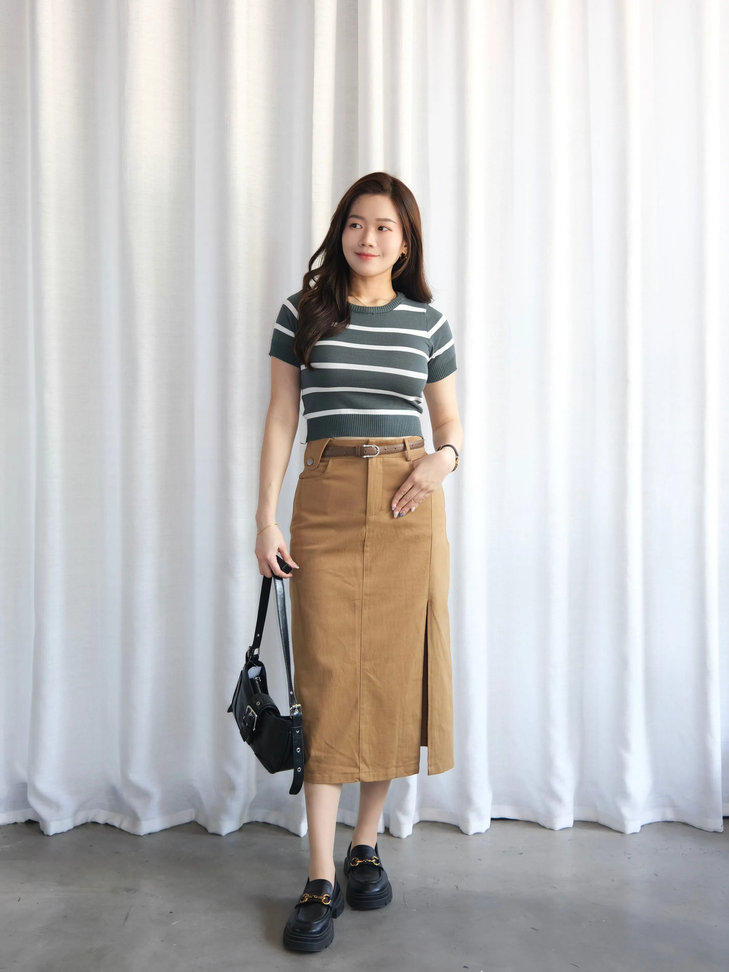 ACEWIN Cargo Front Slit Belted Skirt (Size S-XL) 601309