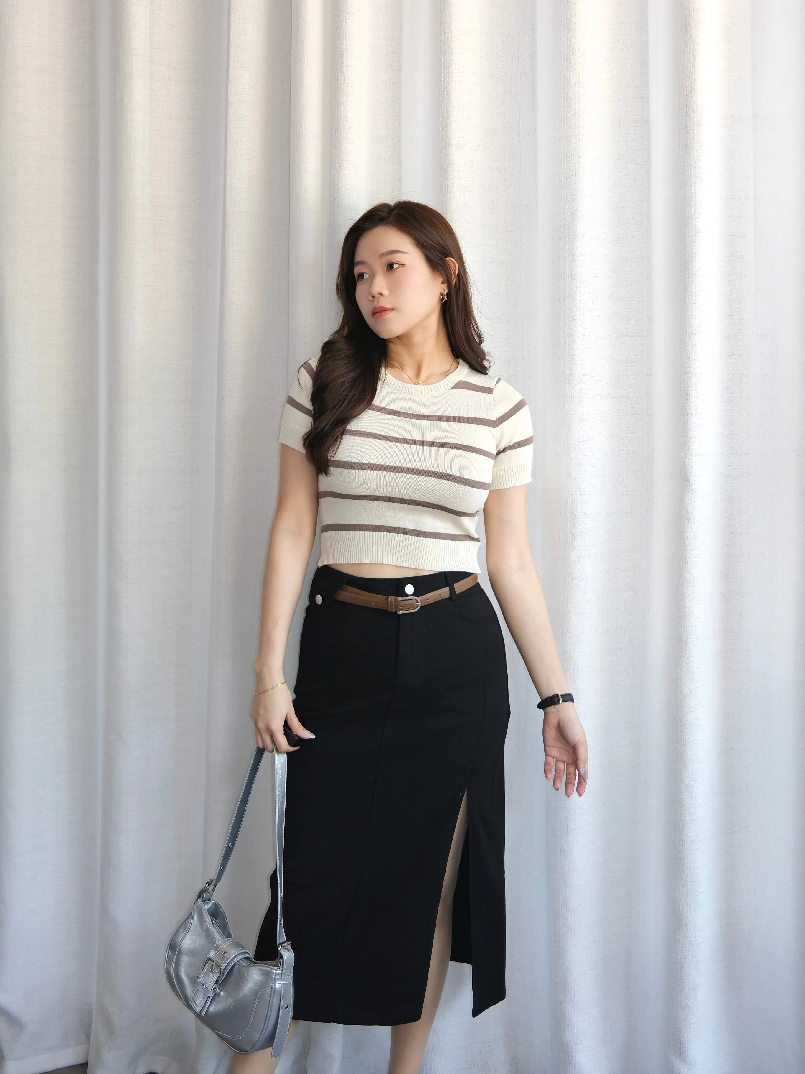 ACEWIN Cargo Front Slit Belted Skirt (Size S-XL) 601309