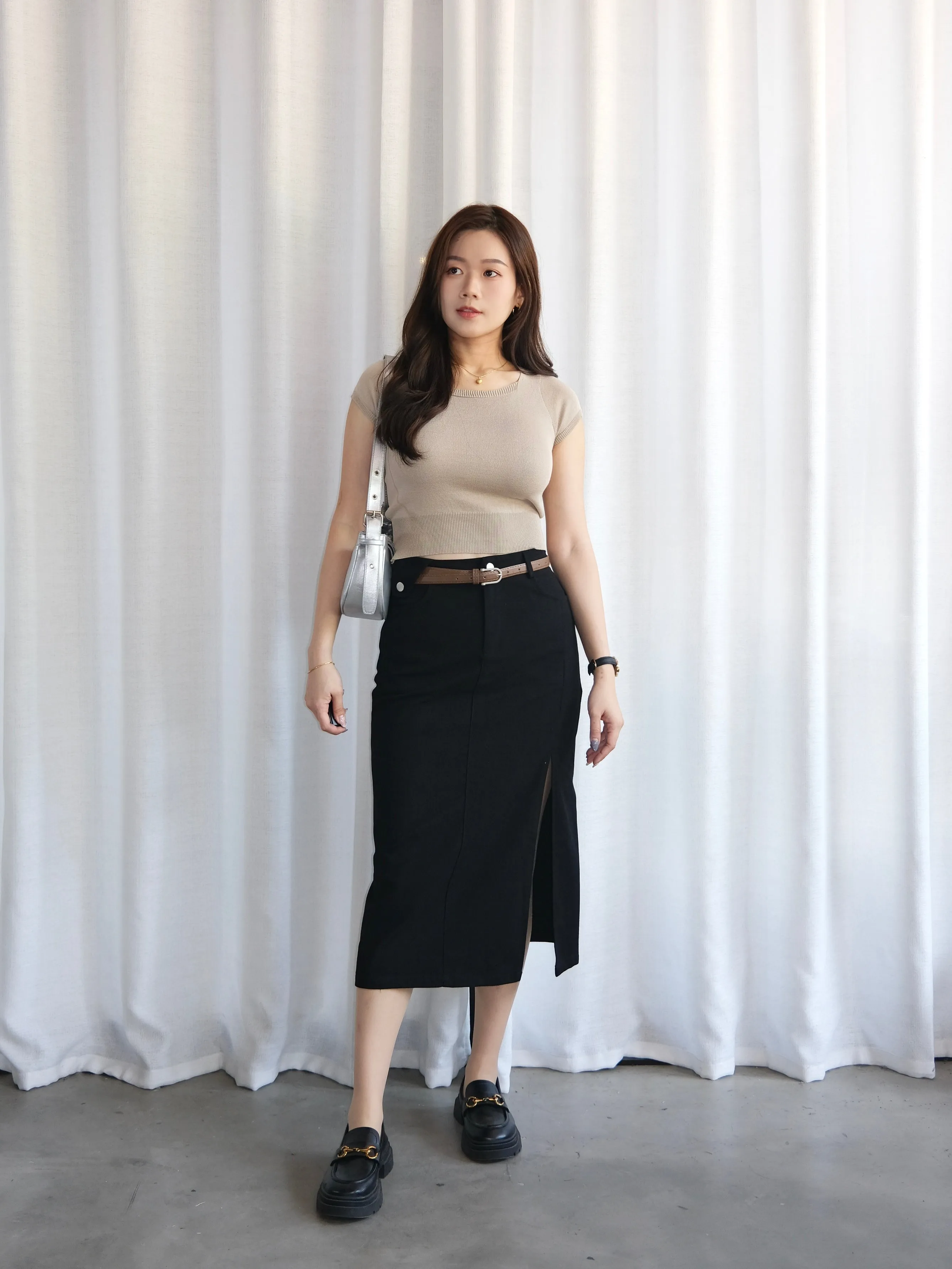 ACEWIN Cargo Front Slit Belted Skirt (Size S-XL) 601309