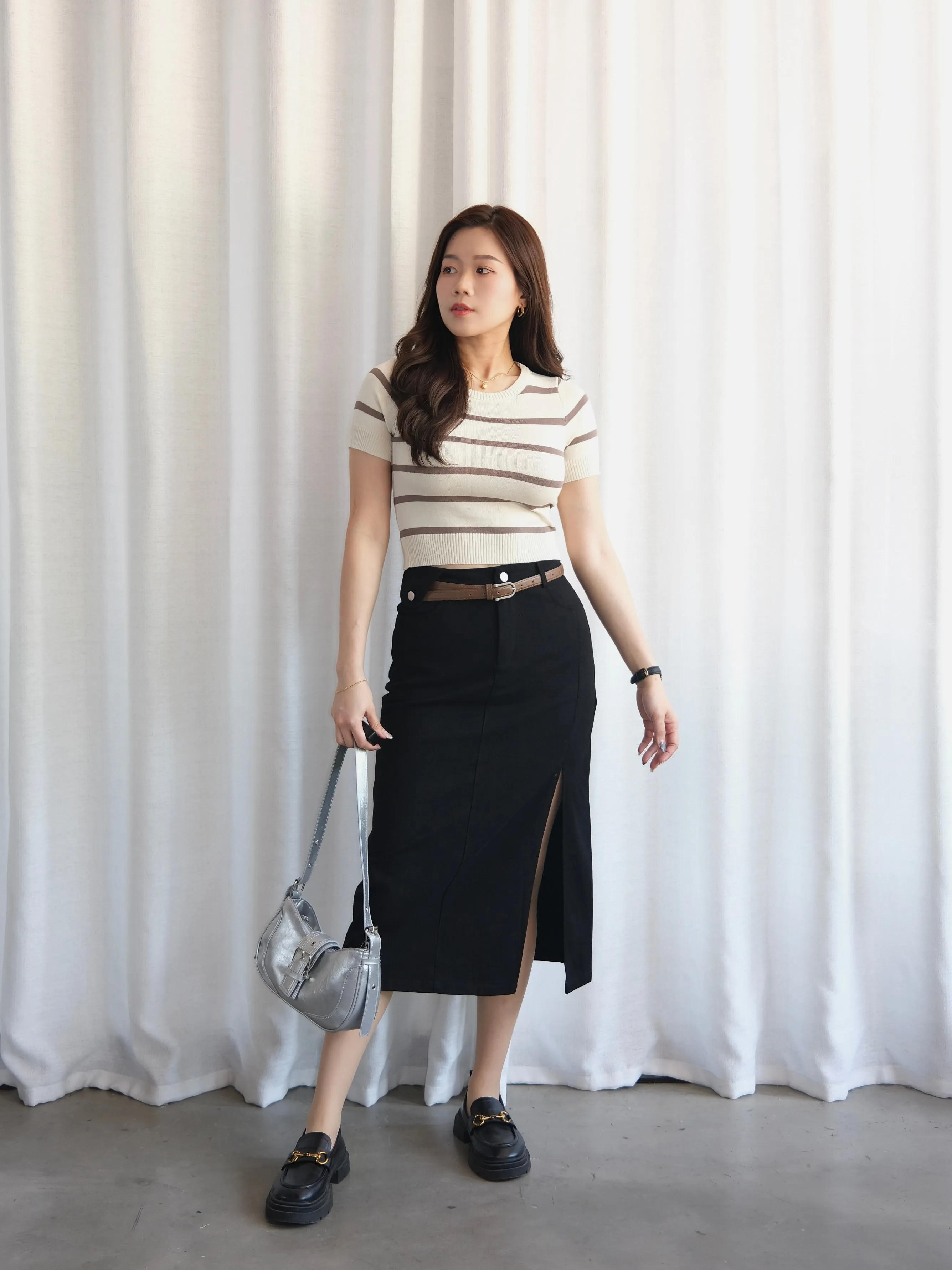 ACEWIN Cargo Front Slit Belted Skirt (Size S-XL) 601309