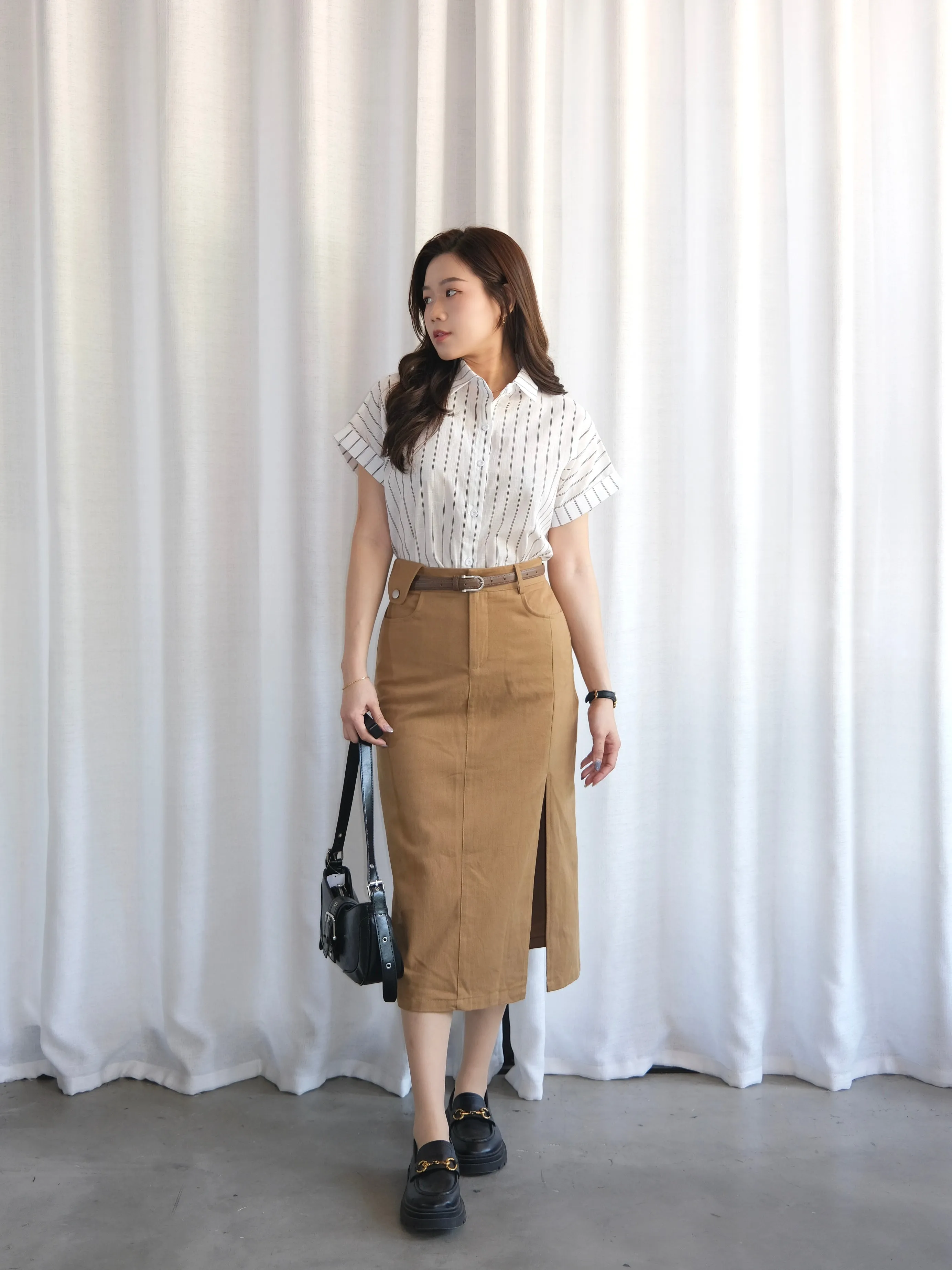 ACEWIN Cargo Front Slit Belted Skirt (Size S-XL) 601309