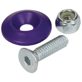 Allstar Performance Body Bolt Kit - 1/4-20 in Thread - 1 in Long - Allen Head - Bolts / Countersunk Washers / Lock Nuts Included - Purple / Zinc Oxide - Set of 10 ALL18687-50