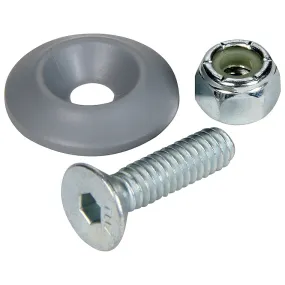 Allstar Performance Body Bolt Kit - 1/4-20 in Thread - 1 in Long - Allen Head - Bolts / Countersunk Washers / Lock Nuts Included - Silver / Zinc Oxide - Set of 10