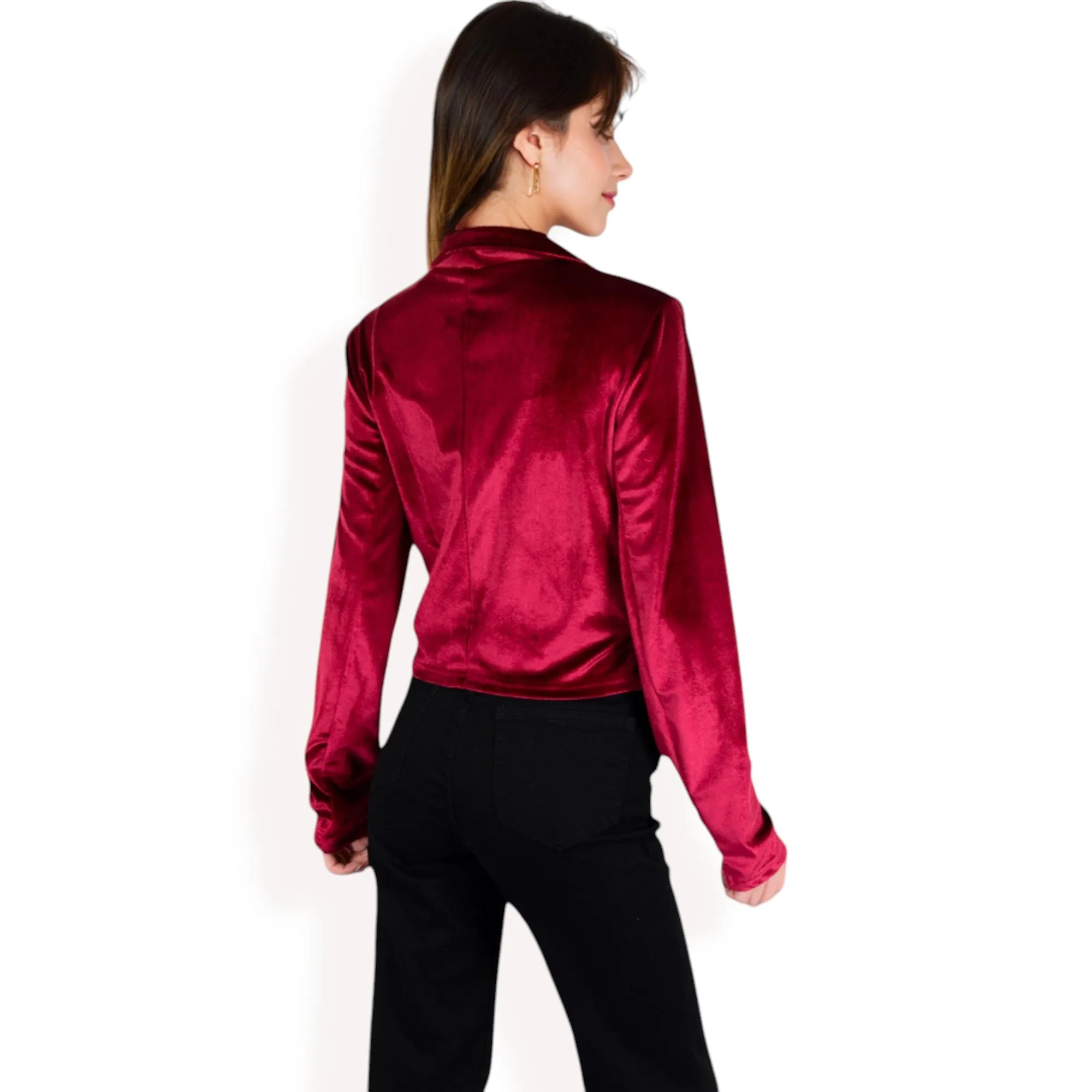 Anna-Kaci Women's Velvet Blazer with Single Button Closure