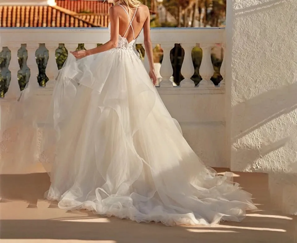 Applique & Organza Wedding Gown All Sizes/Colors