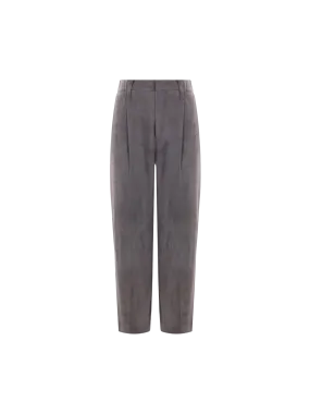 Baggy-Fit Suede Trousers