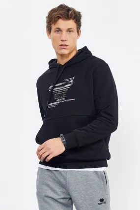 baskili kapüşonlu kanguru cep rahat form erkek sweatshirt - 88019