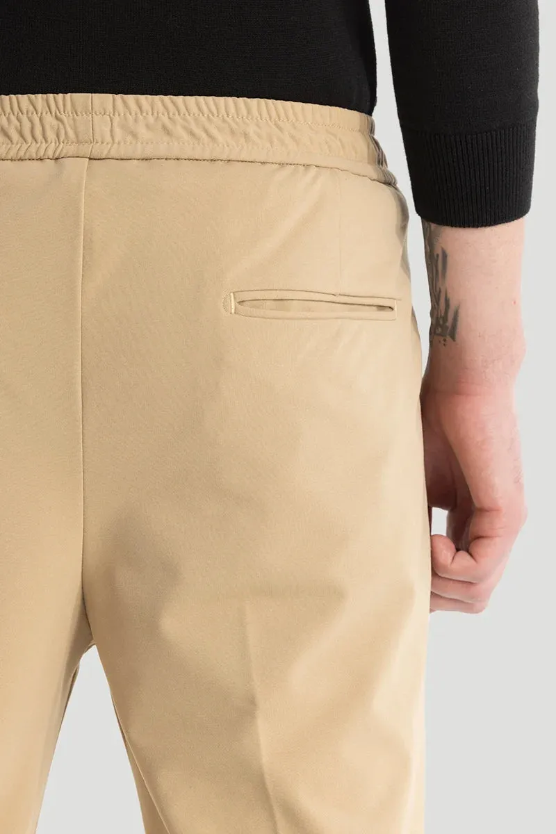 Beige Relaxed Fit Trousers