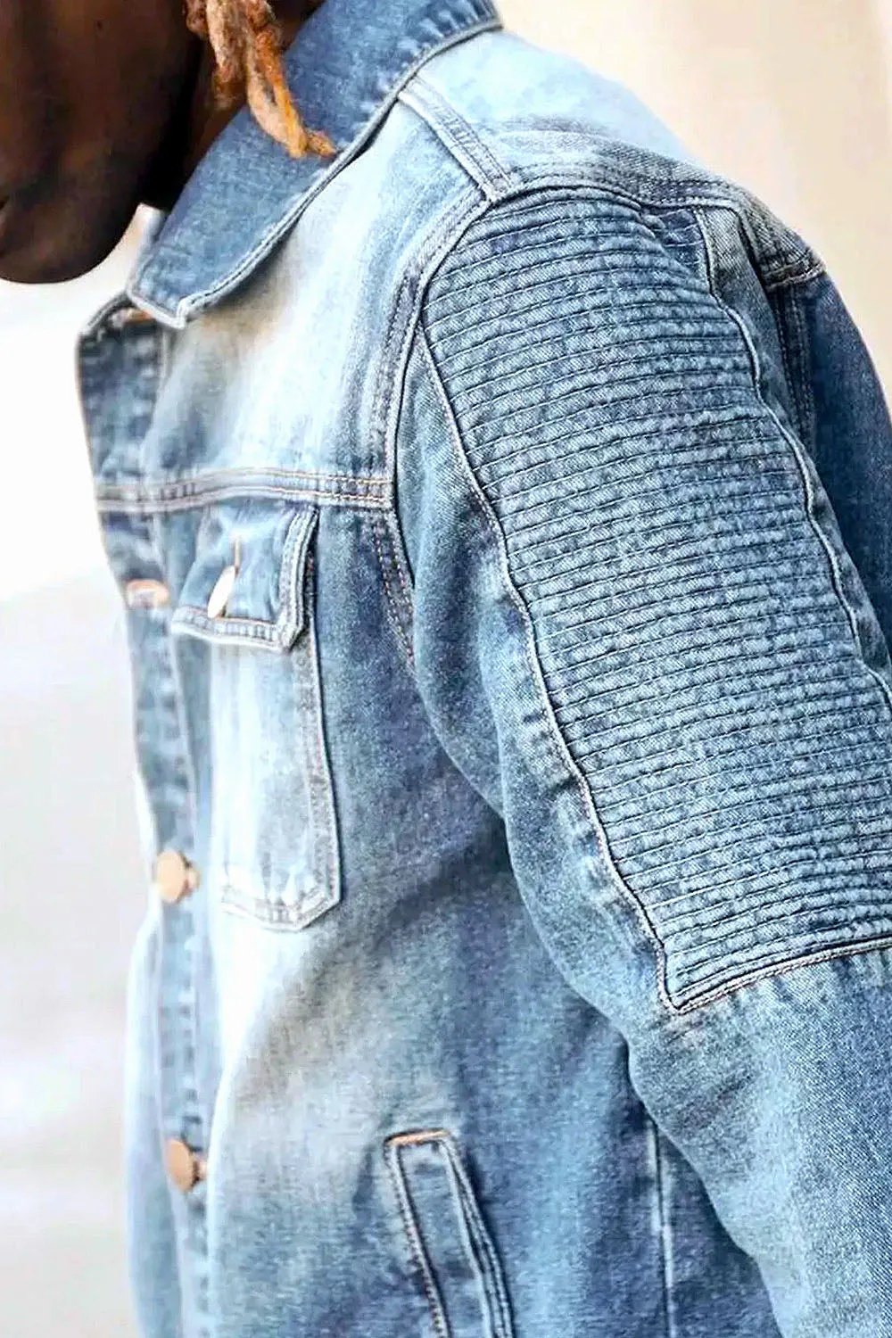 Biker Washed Denim Jacket