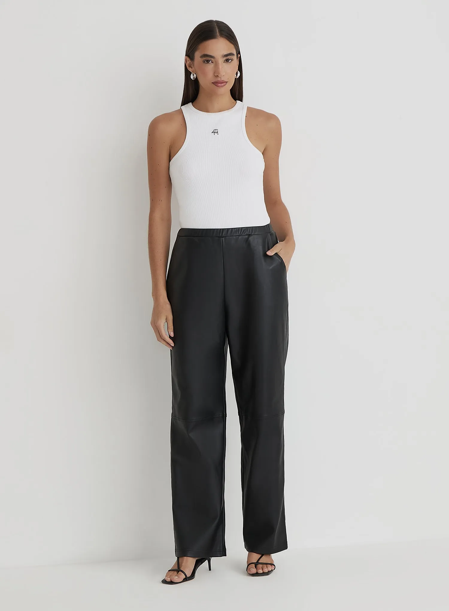 Black Faux Leather Trouser- Lori