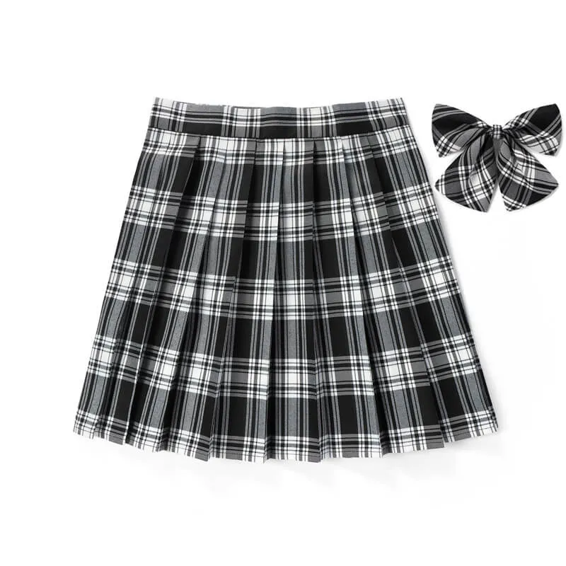 [Black Grey] JK vintage plaid uniform skirt