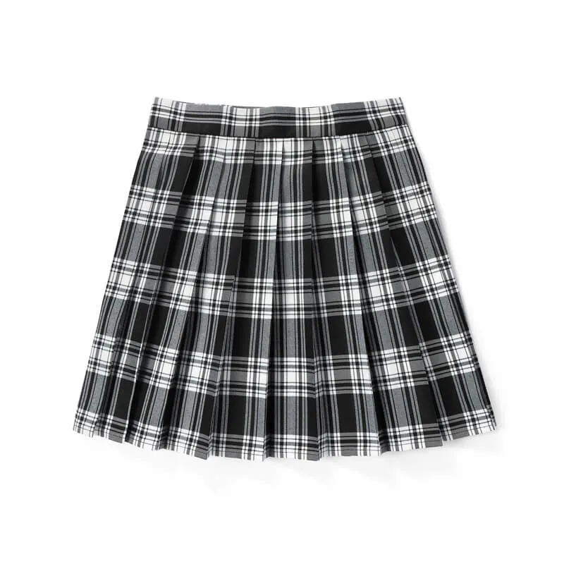 [Black Grey] JK vintage plaid uniform skirt