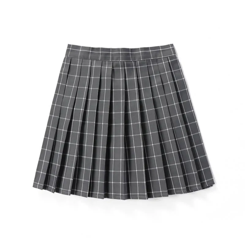 [Black Grey] JK vintage plaid uniform skirt