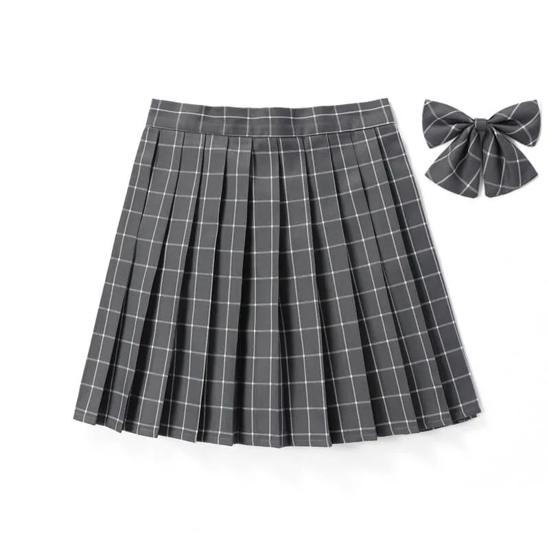 [Black Grey] JK vintage plaid uniform skirt