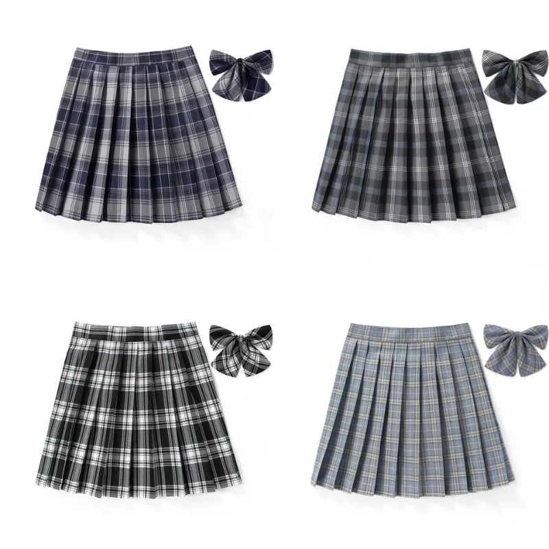 [Black Grey] JK vintage plaid uniform skirt