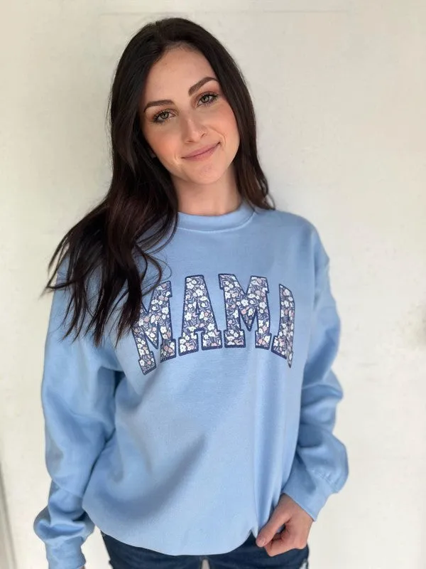 Blue Floral Mama Sweatshirt