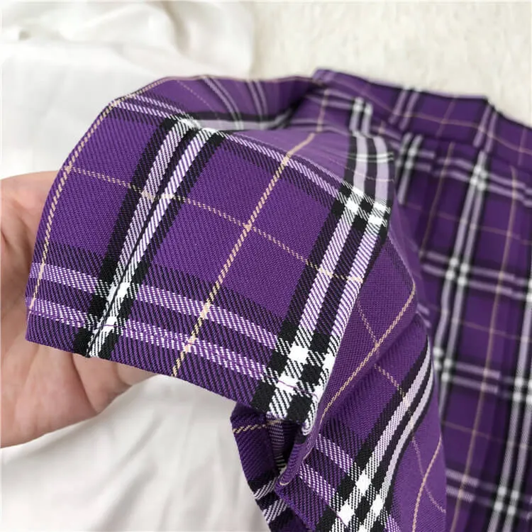 Blue Purple JK vintage plaid seifuku uniform skirt