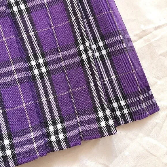 Blue Purple JK vintage plaid seifuku uniform skirt