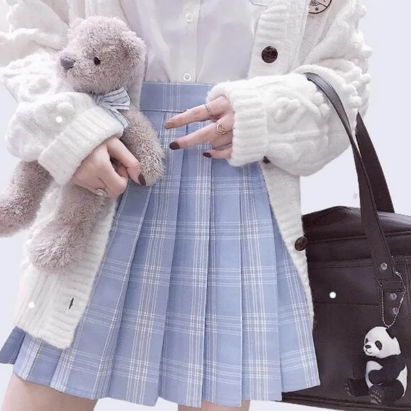 Blue Purple JK vintage plaid seifuku uniform skirt