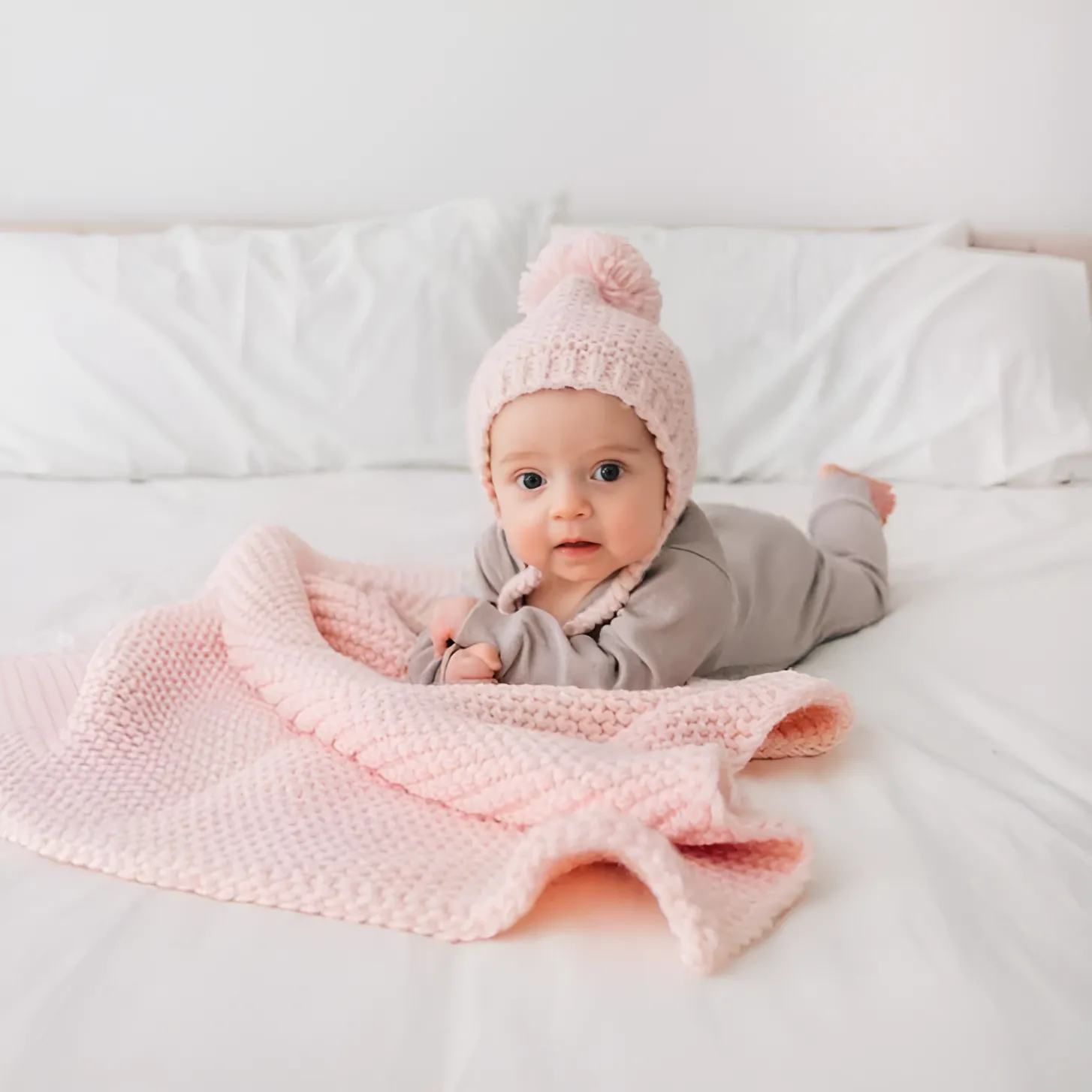 Blush Garter Stitch Blanket