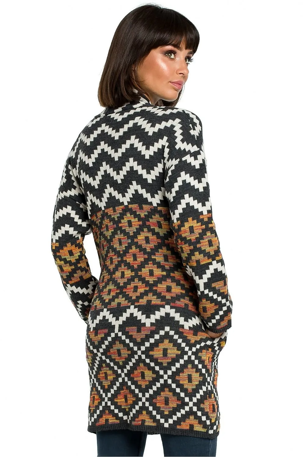 Bohemian Aztec Knit Wrap Cardigan