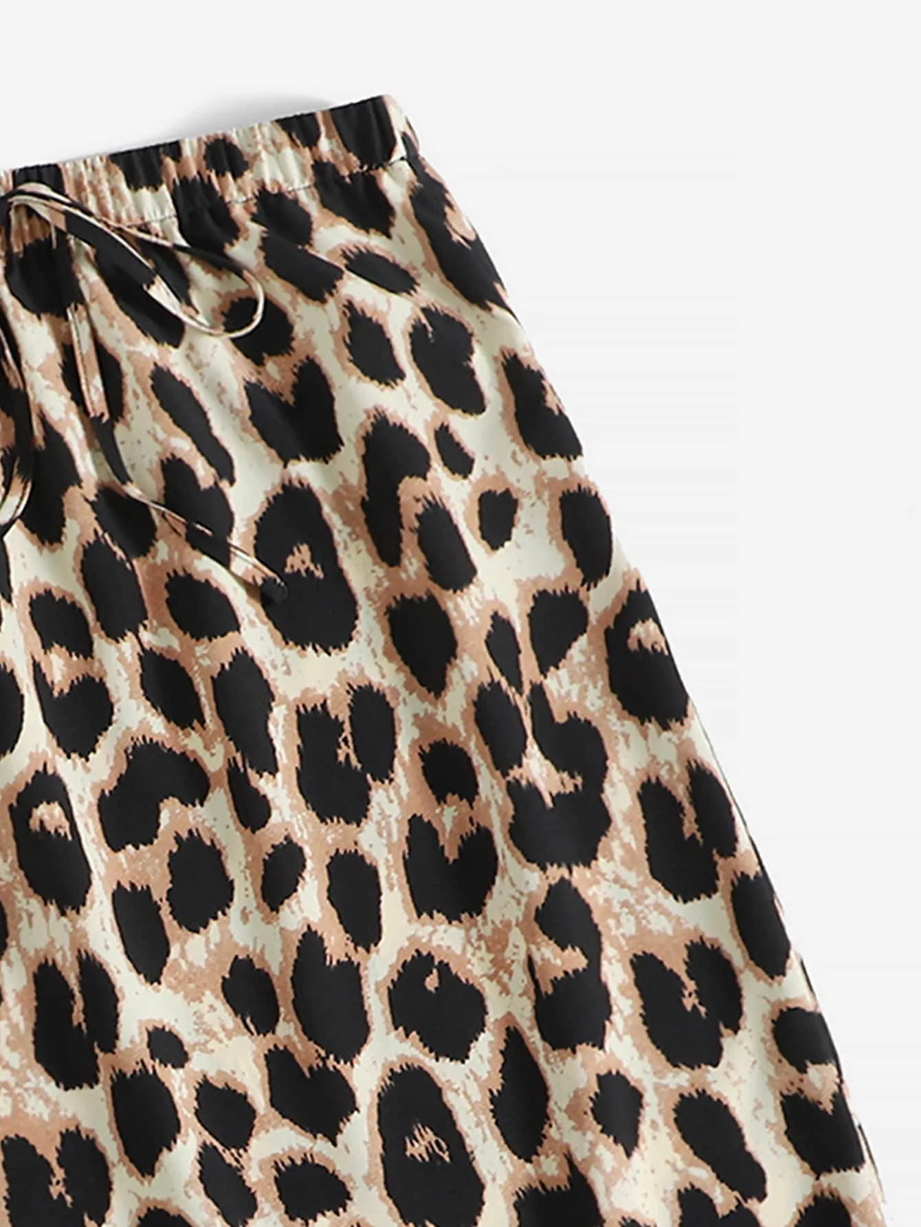 Casual Leopard High Low Natural Knee Length Women Skirt