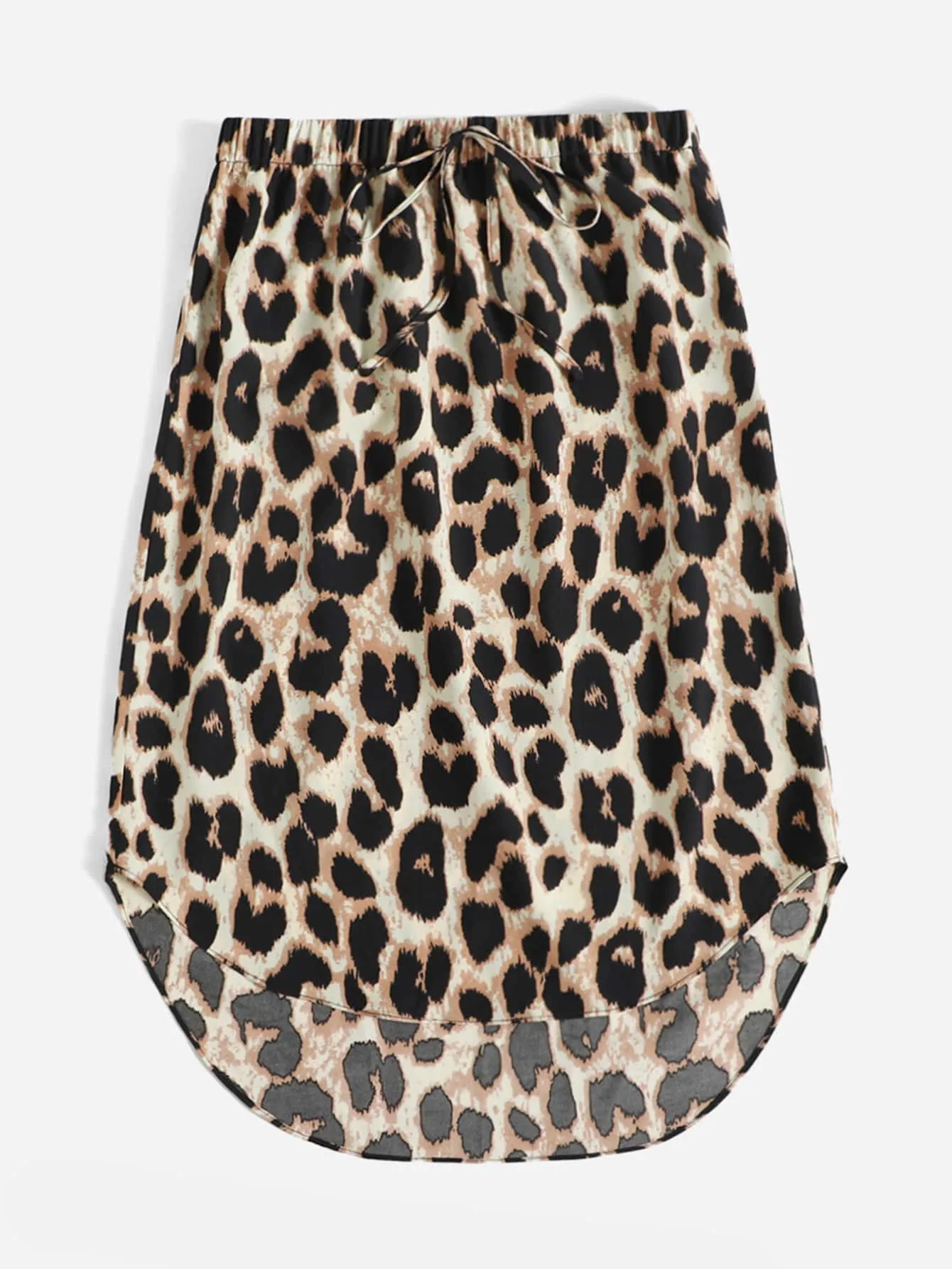 Casual Leopard High Low Natural Knee Length Women Skirt