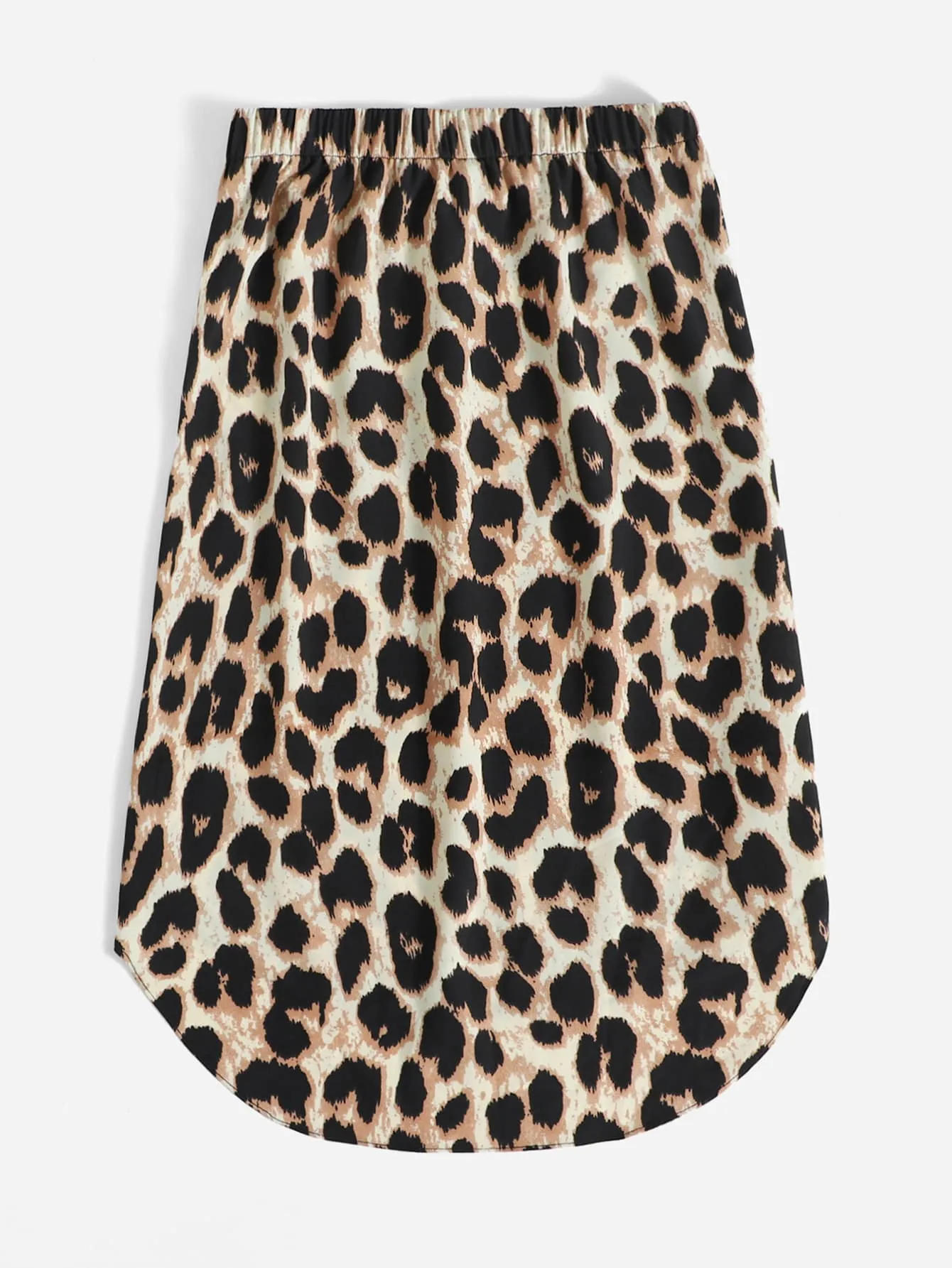 Casual Leopard High Low Natural Knee Length Women Skirt