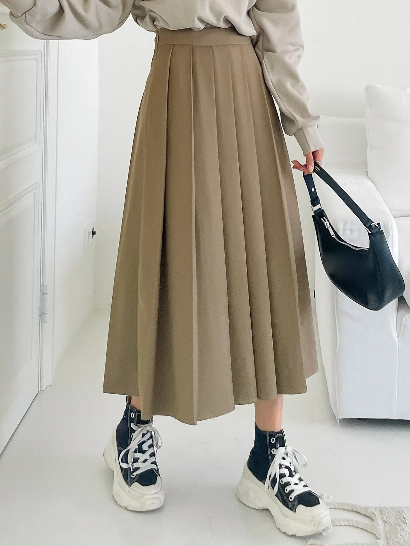 Casual Plain Natural Long Women Skirt