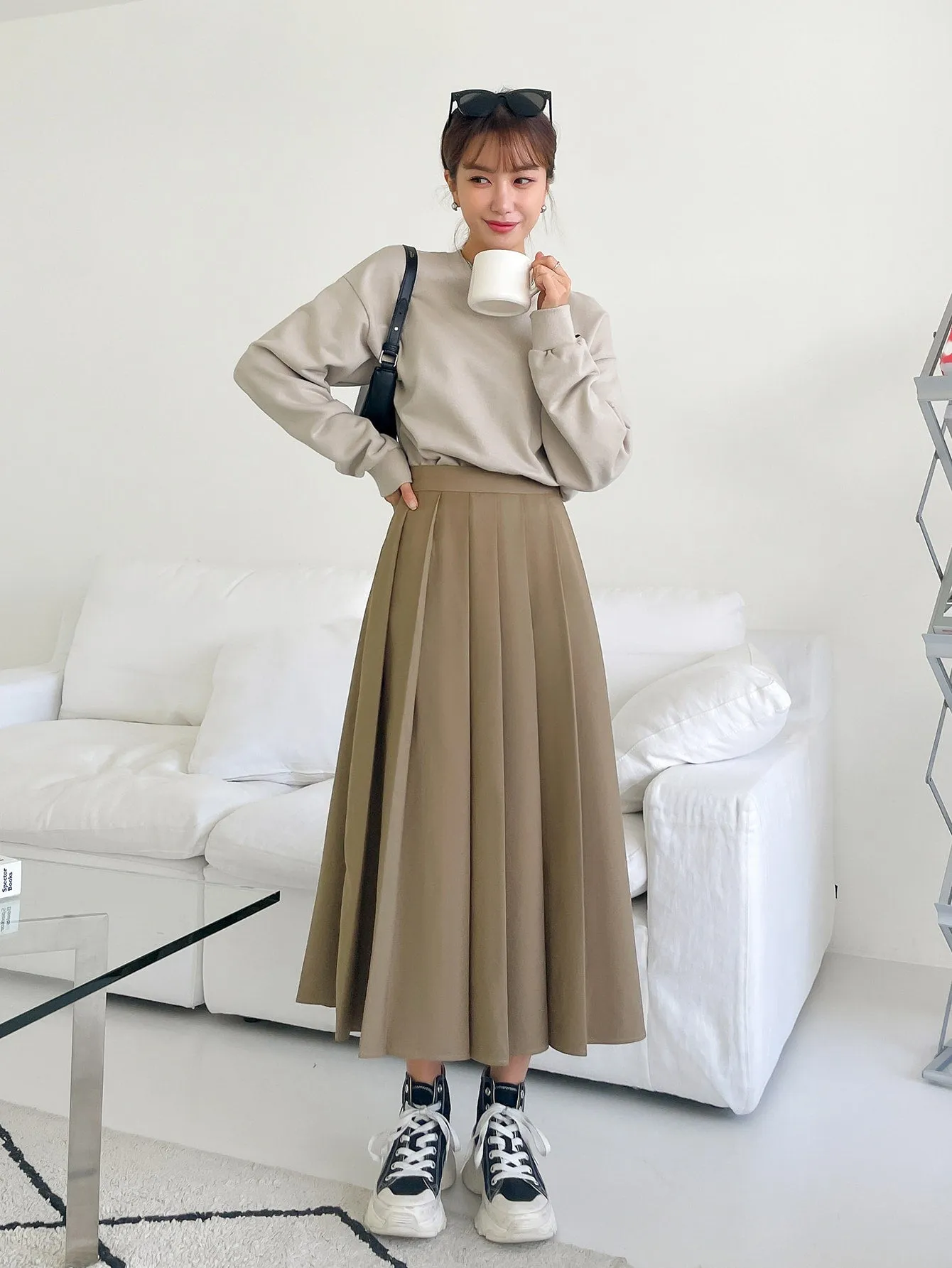 Casual Plain Natural Long Women Skirt