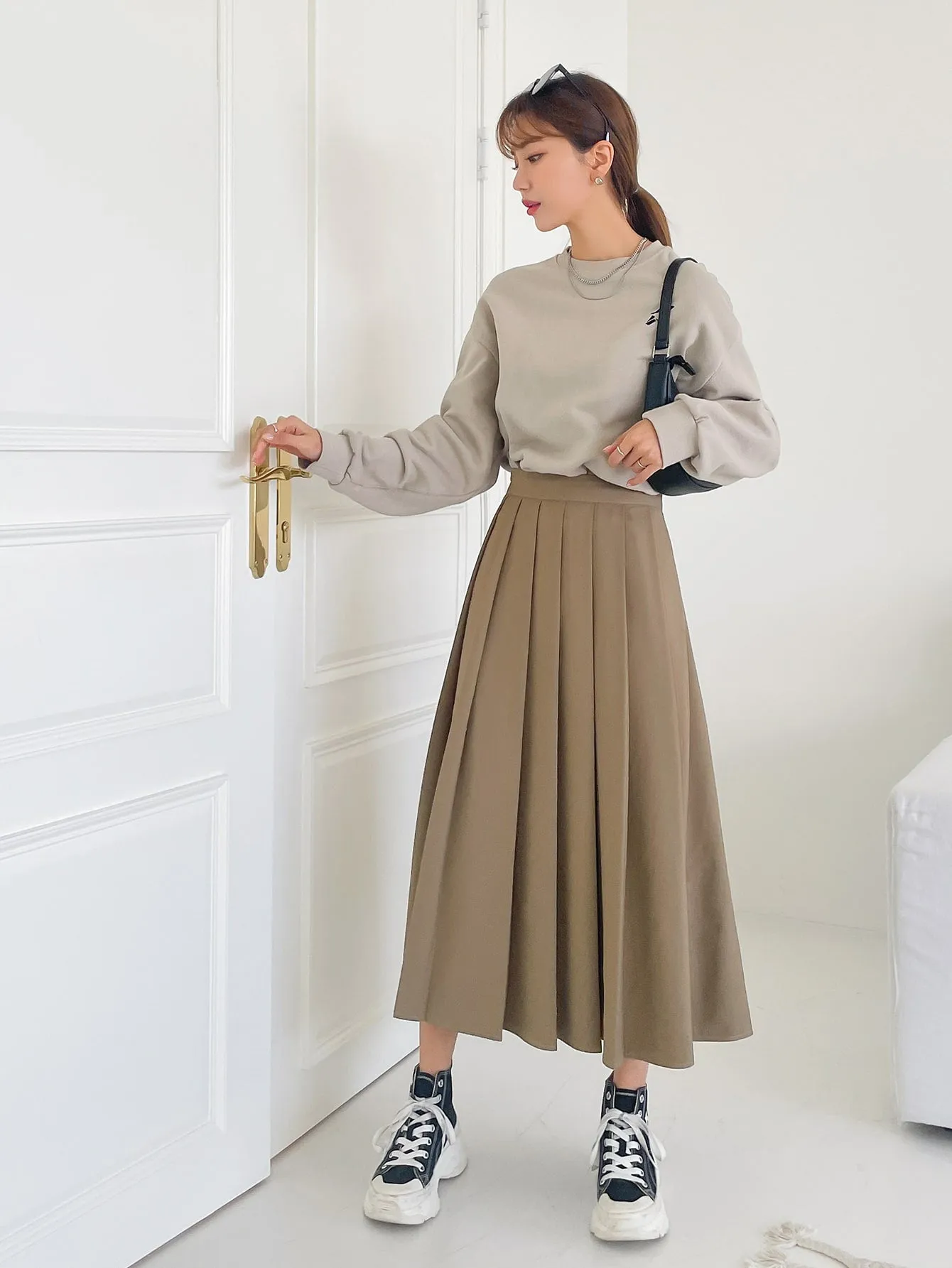 Casual Plain Natural Long Women Skirt