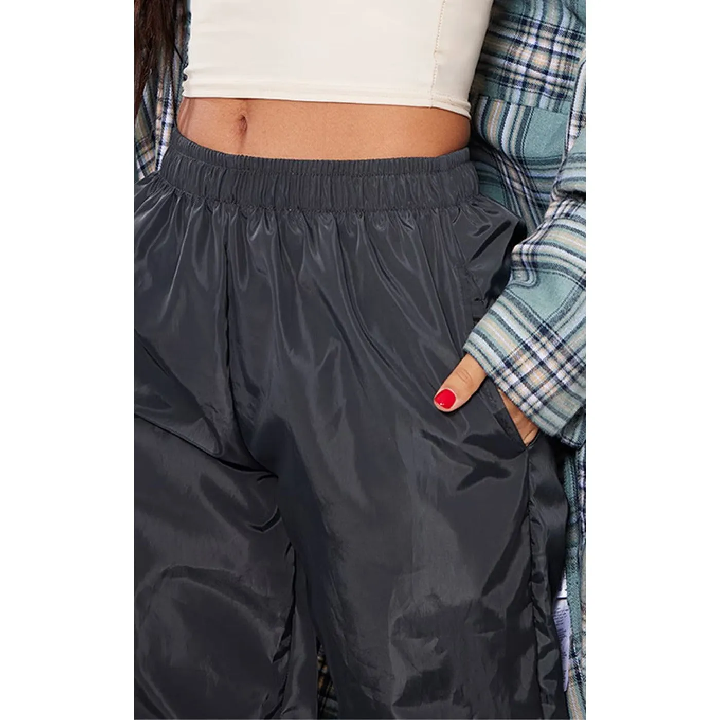 Charcoal High Waist Shell Trousers