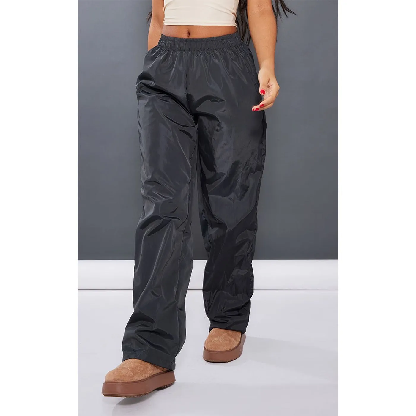 Charcoal High Waist Shell Trousers