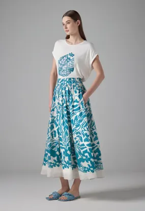 Choice Printed Flared Skirt Teal