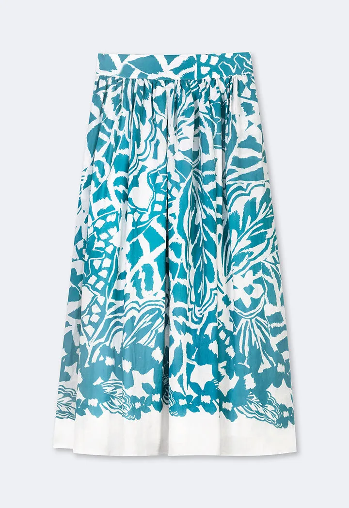 Choice Printed Flared Skirt Teal