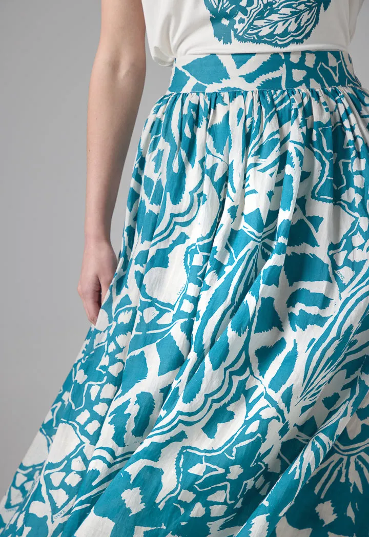 Choice Printed Flared Skirt Teal