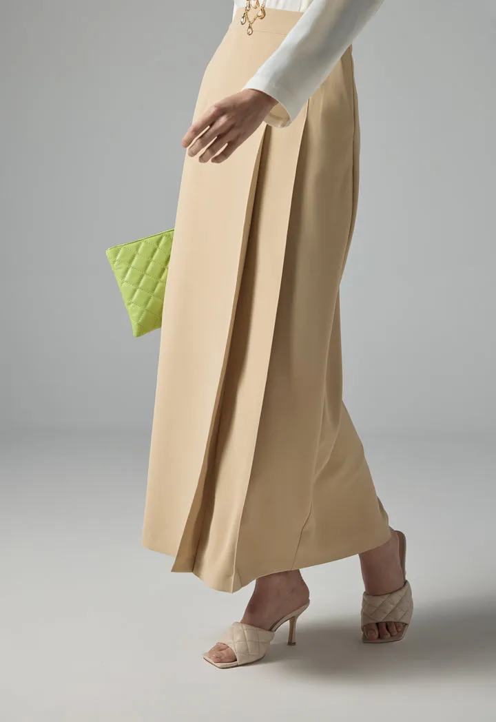 Choice Solid Plated Skirt Beige