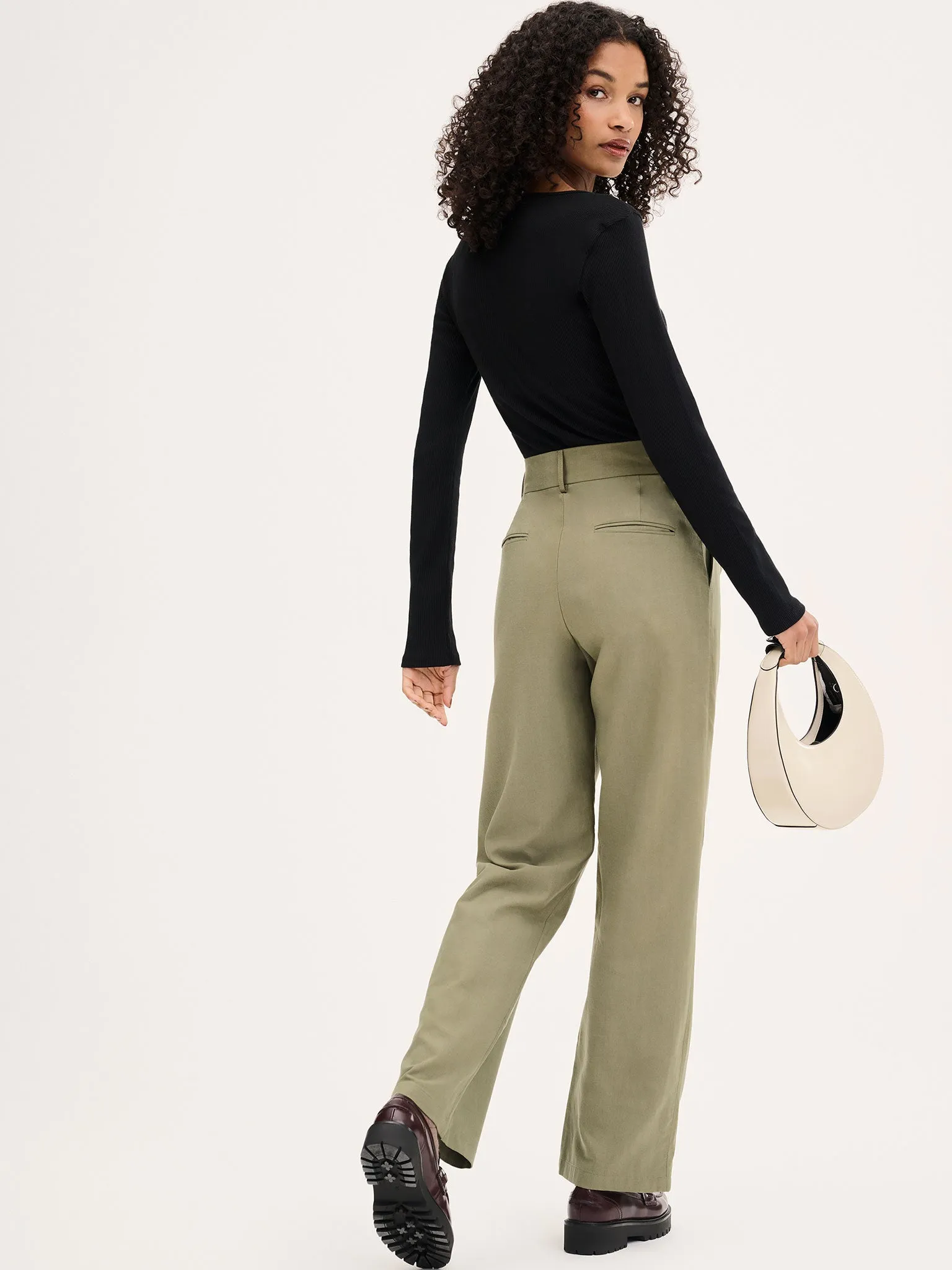 Cinnamon Relaxed Trousers in Mole Green Cotton/Tencel