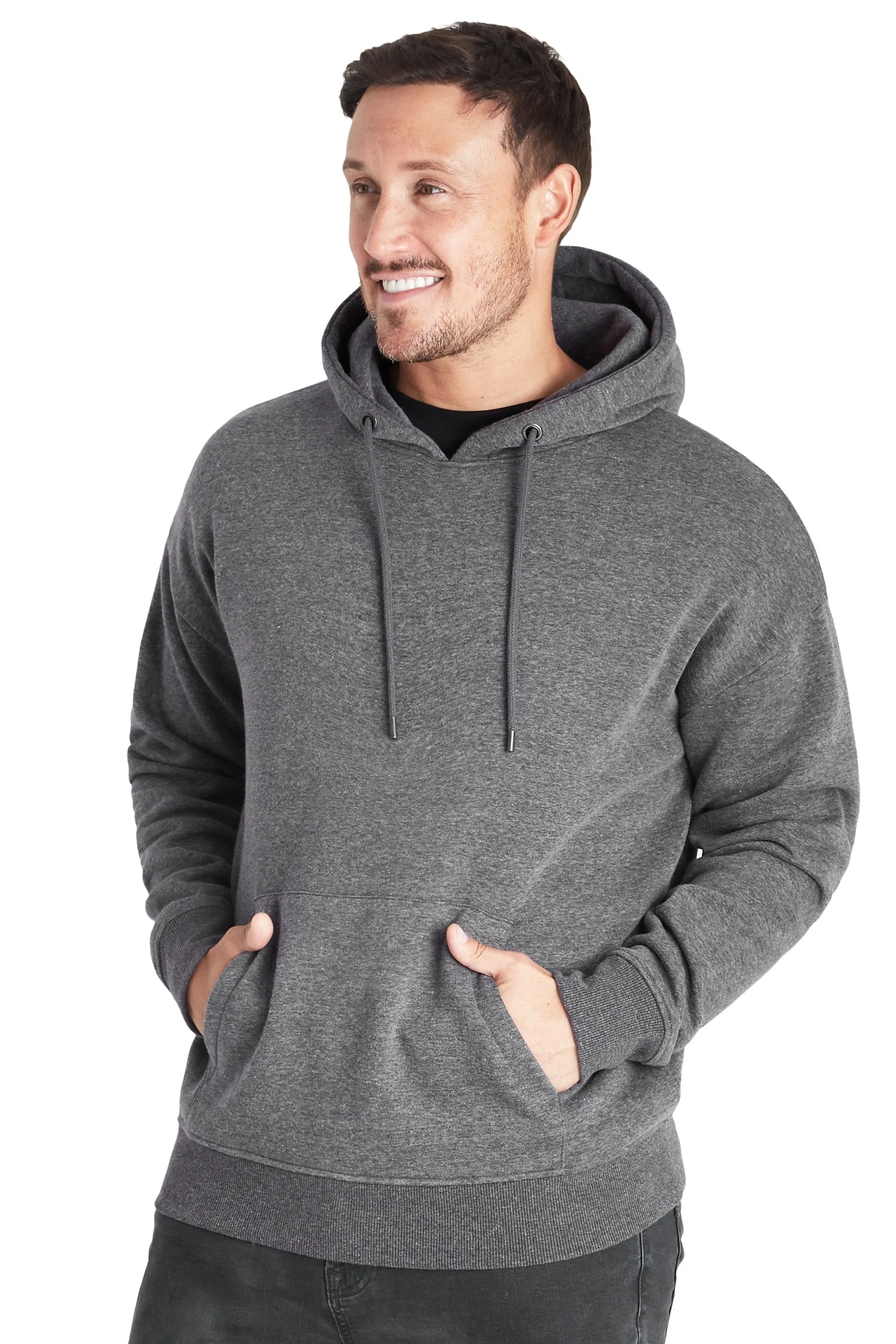 CityComfort Mens Hoodie, CHARCOAL Plain Pullover Hooded Sweatshirts