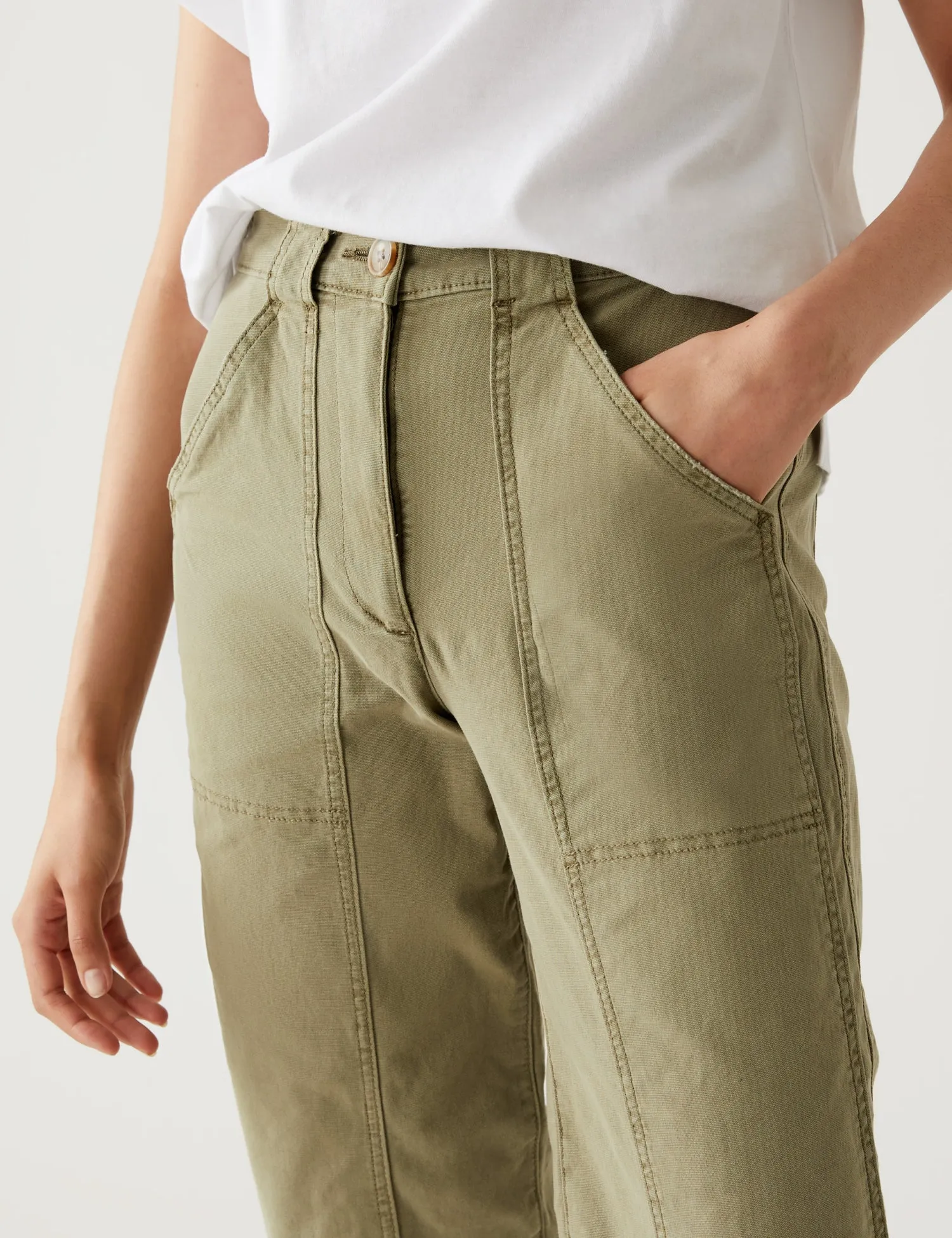 Cotton Rich Relaxed Straight Trousers