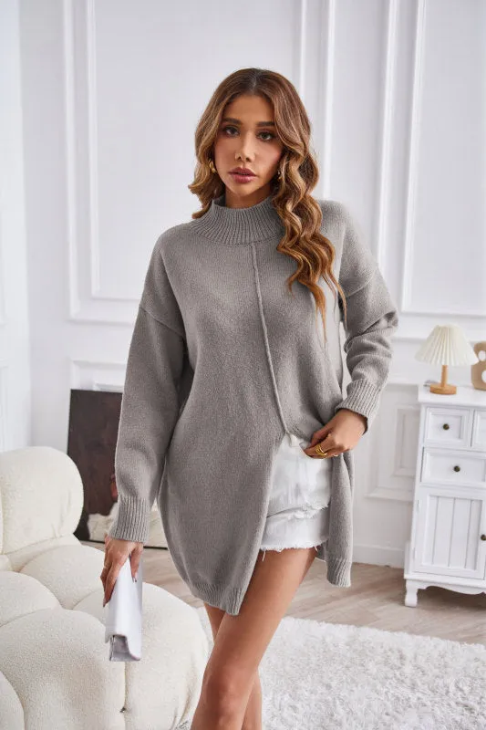 Cozy Knitting High Neck Sweater for Fall