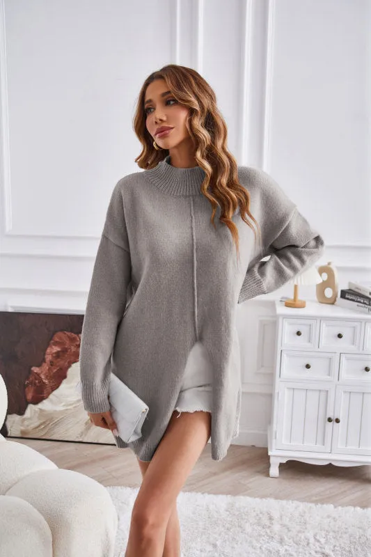 Cozy Knitting High Neck Sweater for Fall