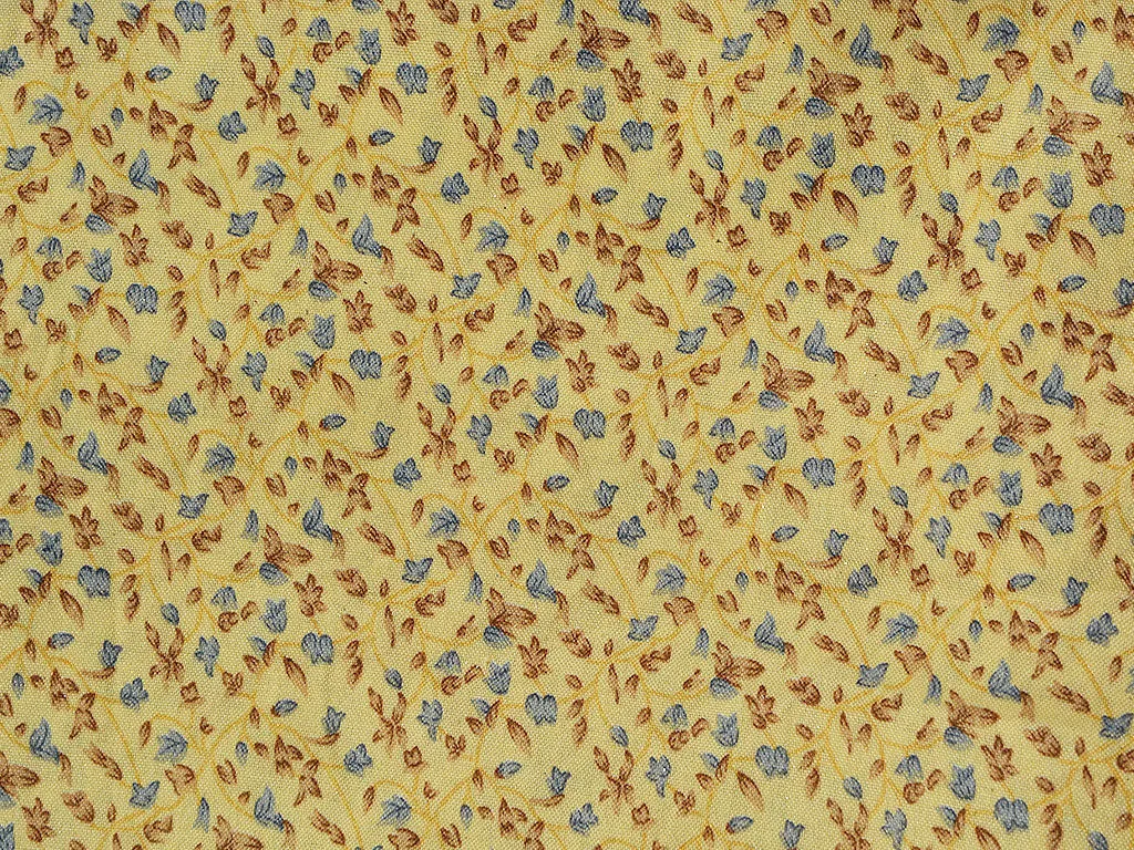 Cream & Light Brown Floral Digital Printed Slub Cotton Fabric