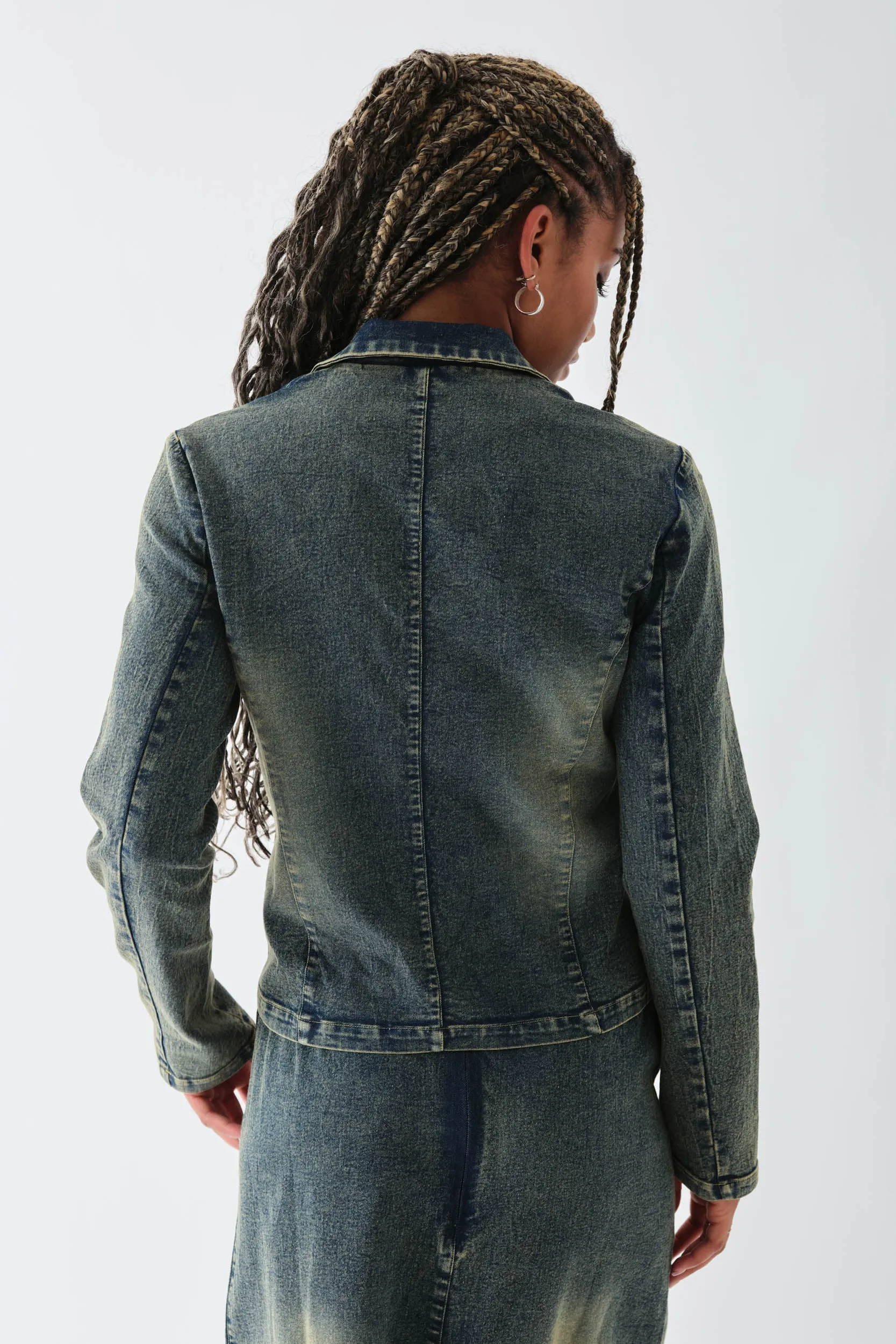 Daisy Street Washed Stretch Denim Blazer