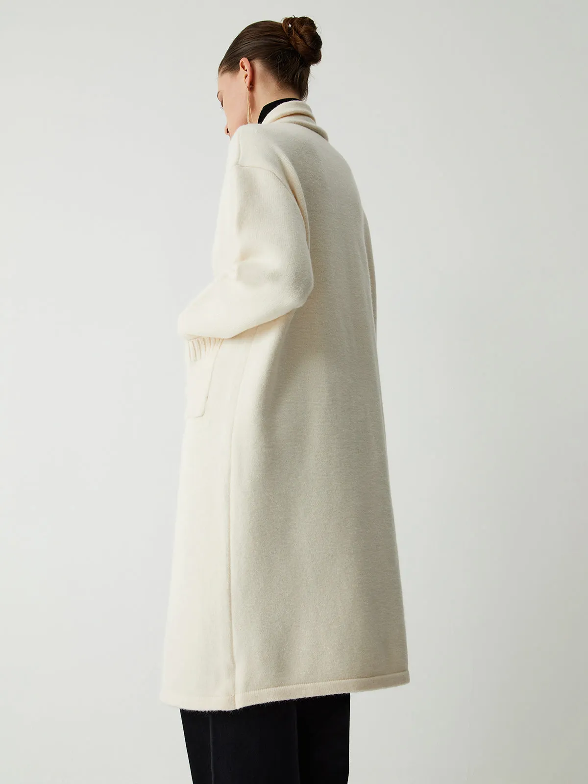 Double Pockets Buttoned Trendy Longline Knit Coat