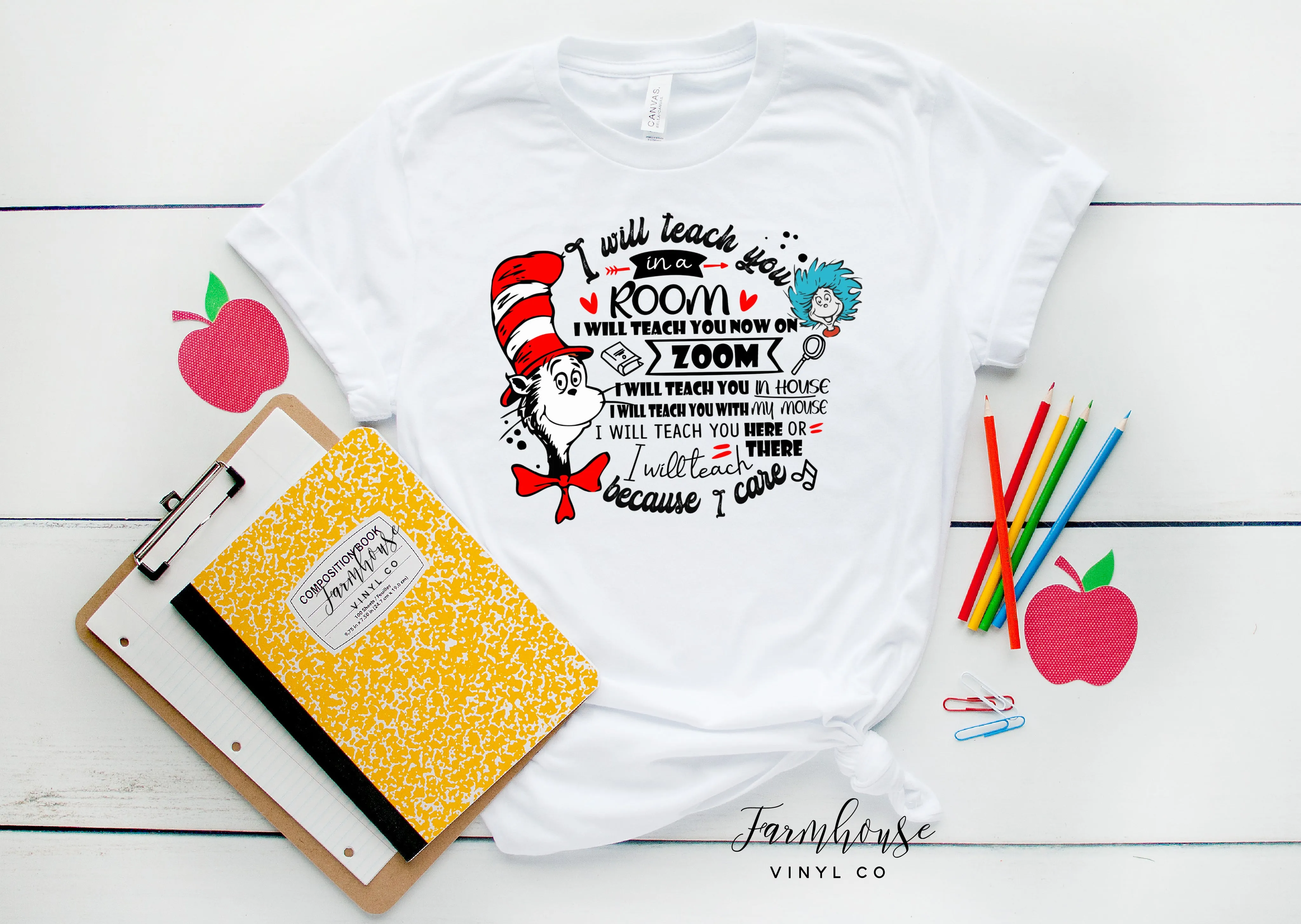 Dr Suess Cat in the Hat I Will Teach You on Zoom Shirt